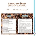 A imagem traz o texto: cravo-da-índia (rico em eugenol). O bom e o difíci desse óleo essencial. Abaixo do texto, uma tabela com o bom e difícil que está na postagem. Completam a imagem o desenho de uma janela aberta com floreira, que é o logo da Casa Máy, fundada em 2009, e o site www.casamay.com.br.