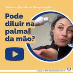 A imagem mostra o rosto da Mayra em foco fazendo o gesto de pingar gel de aloe vera de um frasco branco, pequeno, na palma da mão. Está escrito: pode diluir na palma da mão? Assista no You Tube da @mayra c castro. Completam a imagem o logotipo do You Tube e o desenho de uma janela aberta com floreira, que é o logo da Casa Máy, fundada em 2009, e o site www.casamay.com.br.

