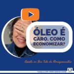 A imagem mostra o rosto da Mayra. Ela está tapando os olhos com as mãos enquanto fala rindo, como se não quisesse ver. Está escrito: Óleo é caro. Como economizar? Assista no You Tube da @ mayra c castro. Completam a imagem o logotipo do You Tube e o desenho de uma janela aberta com floreira, que é o logo da Casa Máy, fundada em 2009, e o site www.casamay.com.br.